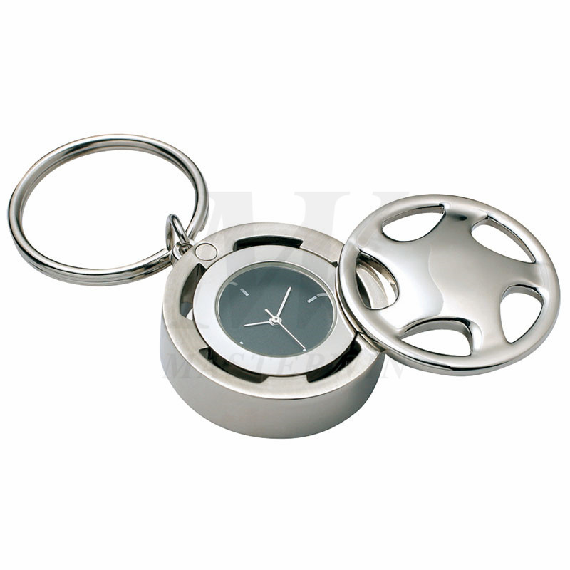 Metal nøgleholder med kvartsur_B62759